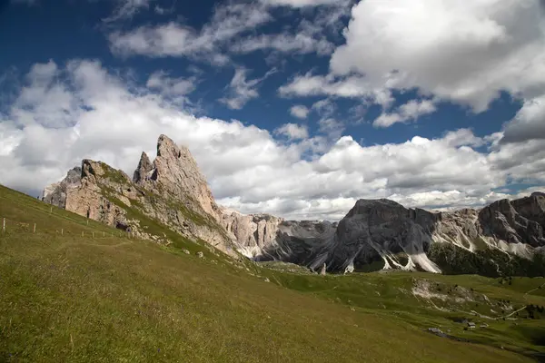 Ongelooflijk Landschap Van Dolomieten Alpen Bergketen Odle Seceda Top Dolomieten — Stockfoto