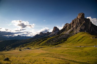 View of Ra Gusela Peak of Nuvolau group in the Italian Dolomites Mountain at Giau Pass, South Tyrol Italy.