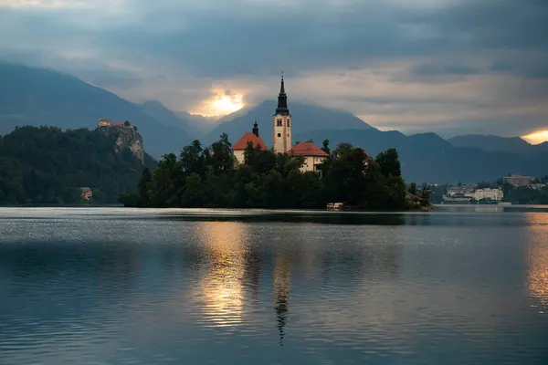 슬로베니아 블레드 유명한 블레드 블레드 호수에서 스톡 사진