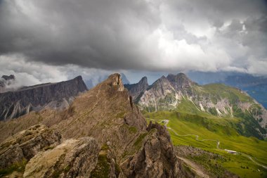 Europe, Italy, Alps, Dolomites, Mountains, Passo Giau, View from Rifugio Nuvolau clipart