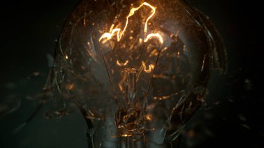 Patlayan ampulün donuk hareketi, koyu arkaplan