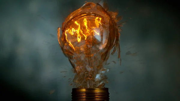 Gefrierbewegung Der Explodierenden Glühbirne Dunkler Hintergrund — Stockfoto