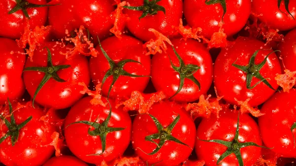 Freeze Motion Shot Splashing Fresh Tomatoes Close — Fotografia de Stock