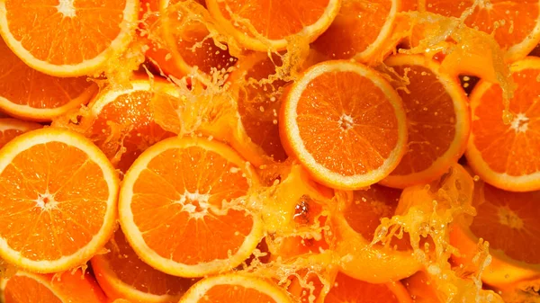 Prise Vue Gel Des Éclaboussures Oranges Fraîches Gros Plan — Photo