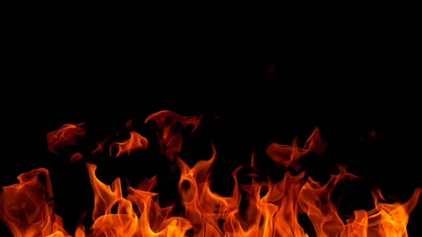 Brand Vlammen Geïsoleerd Zwarte Achtergrond — Stockfoto