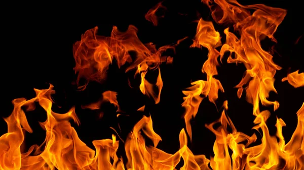 Požární Plameny Izolované Černém Pozadí — Stock fotografie