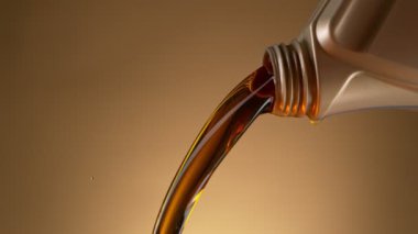 Plastik konteynırdan dökülen yağın Süper Yavaş Çekimi. 1000 FPS 'te Yüksek Hız Sineması Kamerası' nda çekildi.