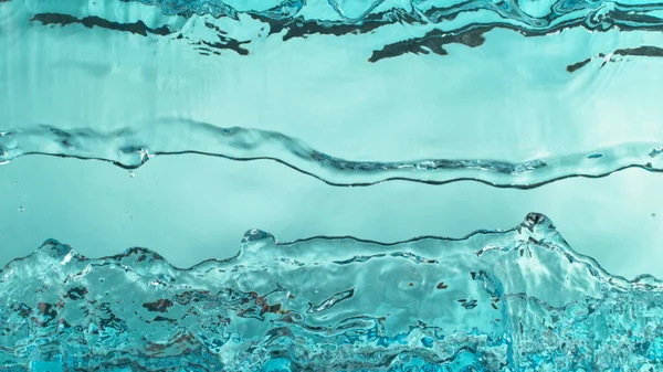 Movimento Congelamento Della Superficie Dell Acqua Spruzzante Sfondo Azzurro — Foto Stock