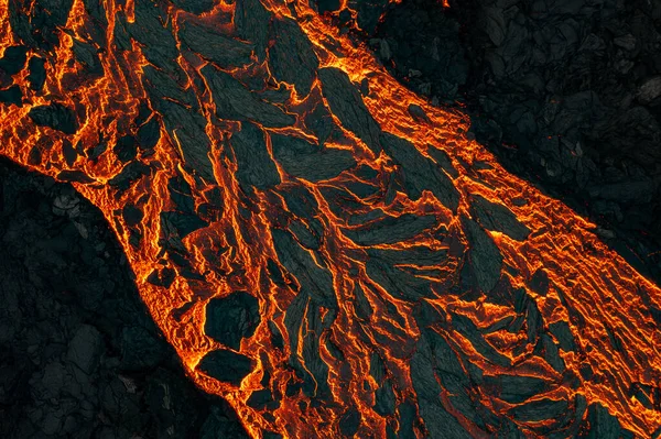 Luftaufnahme Der Textur Eines Sich Erstarrenden Lavafeldes Nahaufnahme — Stockfoto