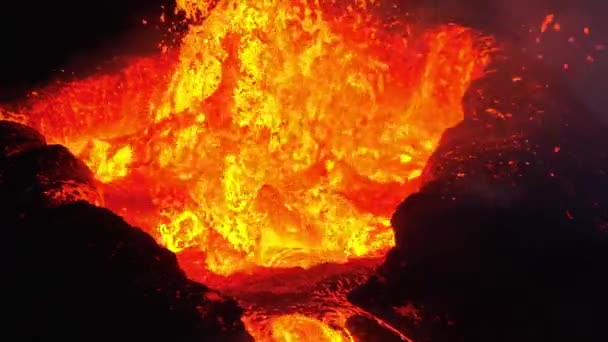Schöne Luftaufnahme Des Aktiven Vulkans Litli Hrutur Island 2023 — Stockvideo