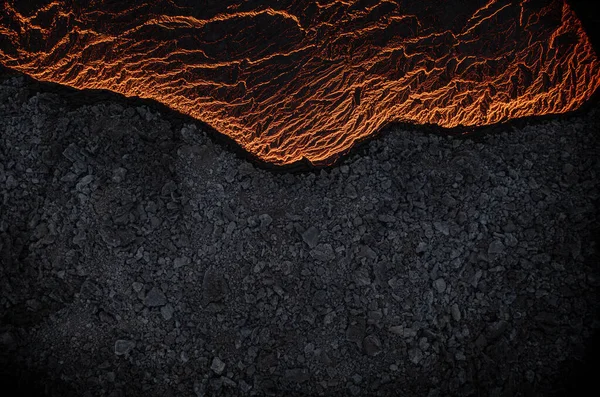 固体溶岩場のテクスチャーの空中ビュー クローズアップ — ストック写真
