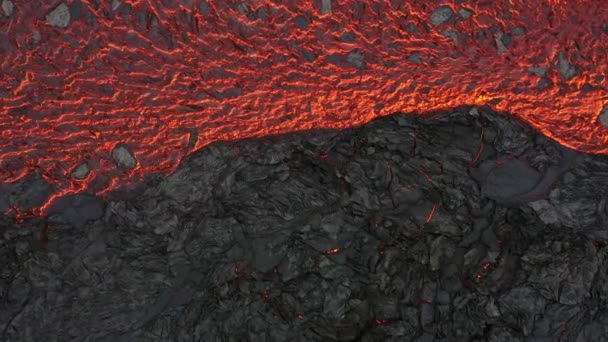 Luftaufnahme Der Textur Eines Sich Erstarrenden Lavafeldes Nahaufnahme — Stockvideo