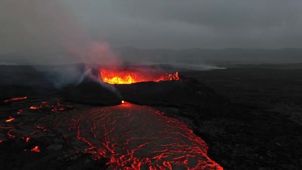 Kaunis Panoraamanäkymä Aktiiviselle Tulivuorelle Litli Hrutur Islanti 2023 — kuvapankkivideo