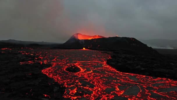 Belle Vue Aérienne Panoramique Volcan Actif Litli Hrutur Islande 2023 — Video