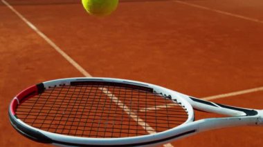 Süper Yavaş Hareketli Tenis Topu Atışı Roket Örgü 'ye 1000 fps hızla çarptı