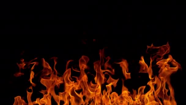 Super Zpomalení Ohně Plameny Izolované Černém Pozadí Natočeno Vysokorychlostní Kameře — Stock video