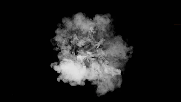 Mała Biała Kula Dymna Odizolowana Czarnym Tle — Zdjęcie stockowe