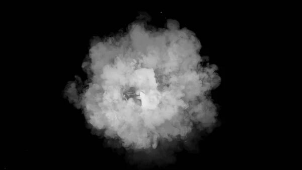 Malý Bílý Kouř Koule Izolované Černém Pozadí — Stock fotografie