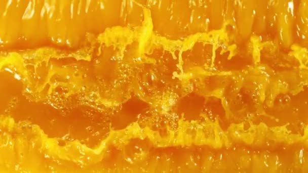 オレンジのスライスがジュースに飛びつくマクロショット マクロな背景 1000 Fpsで高速シネマカメラで撮影 — ストック動画