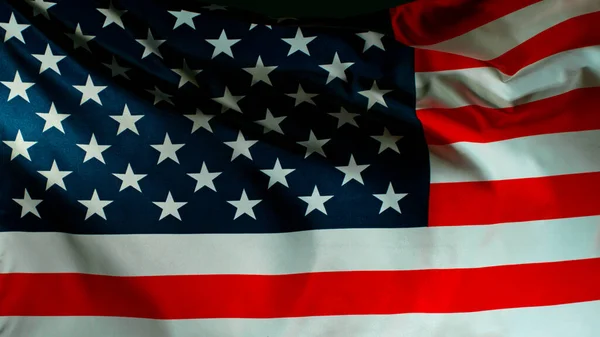 Siyah Arkaplanda Dalgalanan Amerikan Bayrağının Kapanışı Süper Yavaş Film Yüksek — Stok fotoğraf