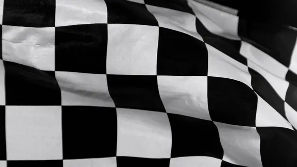Checkered Race Flag Freeze Motion Wavy Closeup Fabric Fluttering Racing — Stock Photo, Image