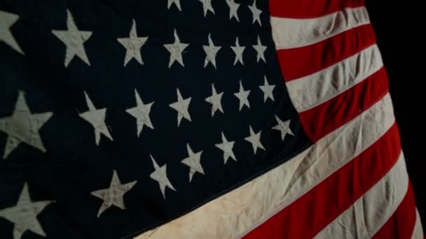 Zbliżenie Fali Amerykańskiej Flagi Super Slow Motion Nakręcony Szybkiej Kamerze — Wideo stockowe