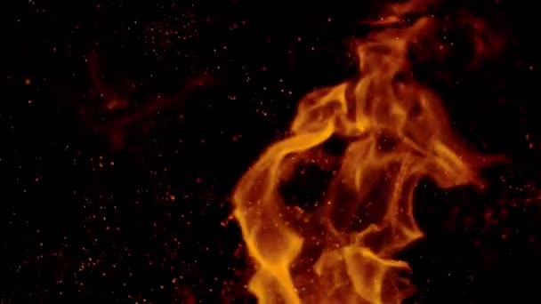 超慢运动的火隔离在黑色背景 以1000 Fps的高速摄影机拍摄 — 图库视频影像