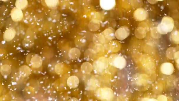 Різдвяний Натюрморт Падаючими Вогнями Сніжинками Супер Повільний Рух Знятий Високошвидкісній — стокове відео