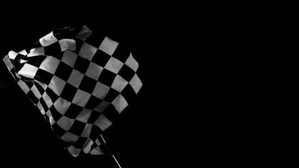 Checkered Race Flag Slow Motion Wavy Closeup Fabric Fluttering Racing — Stock Video