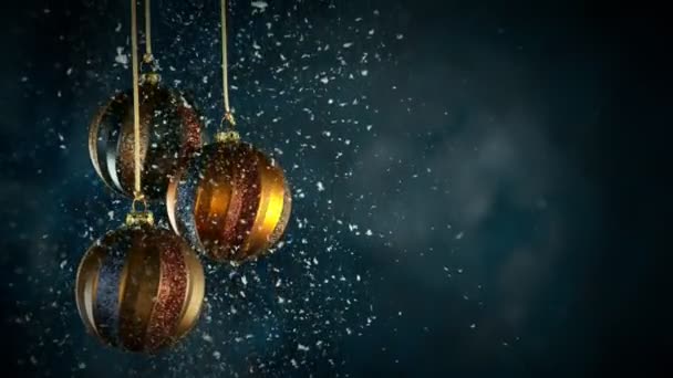Διακοσμητικές Χριστουγεννιάτικες Μπάλες Bokeh Lights Και Glitters Που Πέφτουν Super — Αρχείο Βίντεο