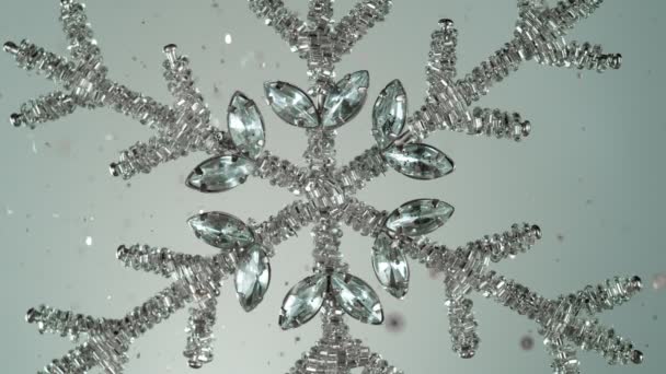 Dekorative Weihnachtsflake Mit Bokeh Lichtern Und Fallenden Schneeflocken Super Zeitlupe — Stockvideo