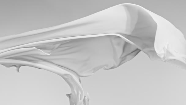 White Transparent Silk Fabric Flowing Wind Super Slow Motion Fiilmed — Stock Video