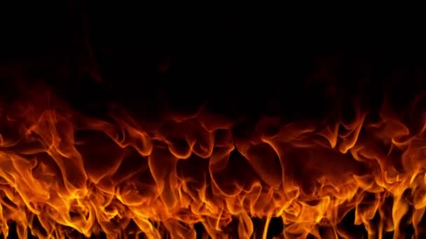 Σούπερ Αργή Κίνηση Της Φωτιάς Φλόγες Απομονώνονται Μαύρο Φόντο Κινηματογραφήθηκε — Αρχείο Βίντεο