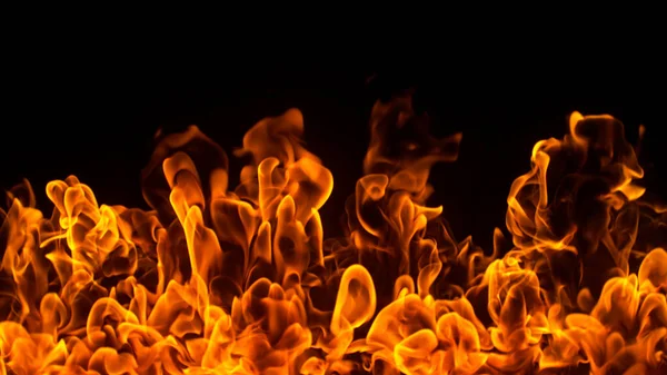 Freeze Motion Fire Flames Isolated Black Background — Stock Photo, Image