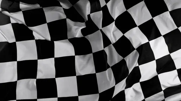 Checkered Race Flag Freeze Motion Wavy Closeup Fabric Fluttering Racing — Stock Photo, Image