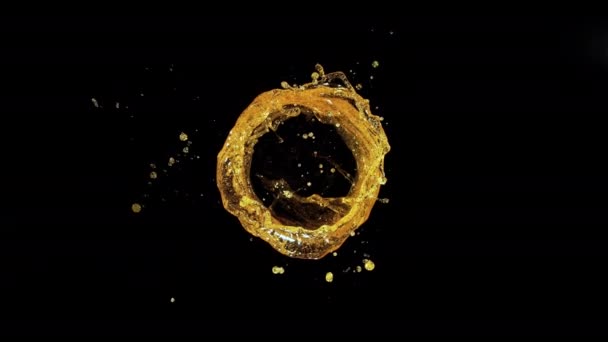 Super Slow Motion Shot Oil Vortex Splash Liquid Isolado Fundo — Vídeo de Stock
