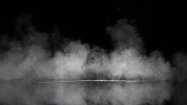 Fumée Blanche Abstraite Sur Fond Noir — Photo