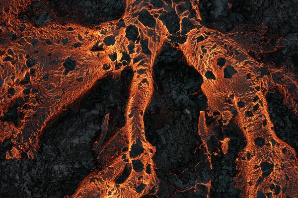 凝固熔岩场纹理的空中观察 — 图库照片