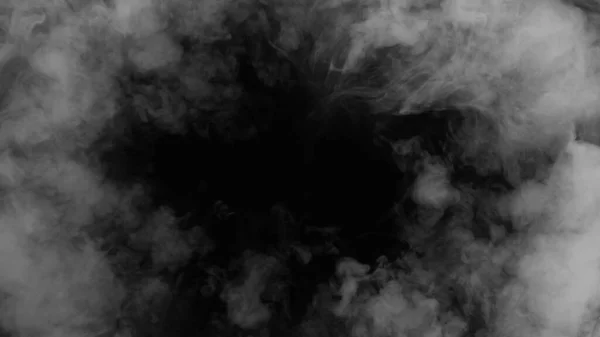Siyah Üzerine Soyut Atmosferik Beyaz Duman Doku — Stok fotoğraf