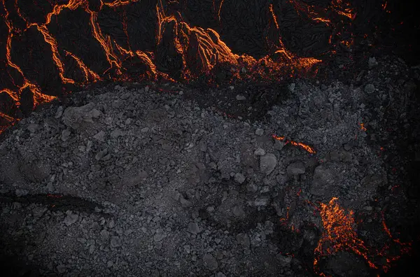 凝固熔岩场纹理的空中观察 — 图库照片
