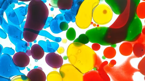 Freeze Motion Shot Moving Color Oil Bubbles Fundo Branco Imagens De Bancos De Imagens