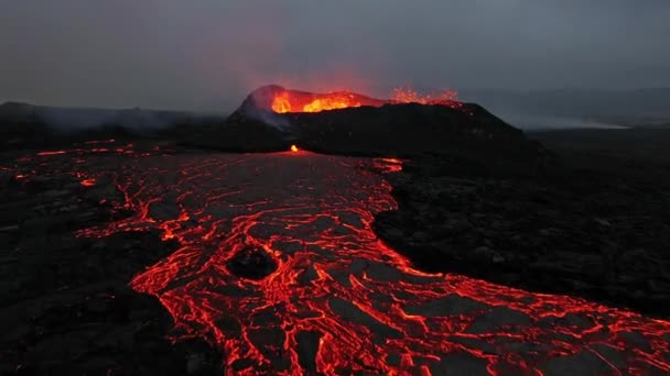 Bela Vista Panorâmica Aérea Vulcão Ativo Litli Hrutur Islândia 2023 Filmagem De Bancos De Imagens Sem Royalties