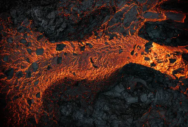 Aerial View Texture Solidifying Lava Field — Stock Photo, Image
