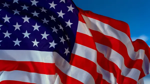 Closeup American Flag Black Background Freeze Motion Stock Image