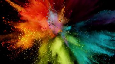 Süper Yavaş Çekim Renk Tozu Patlaması Siyah Arkaplan 'da izole edildi. Yüksek Hız Sineması Kamerası 'nda 1.000 fps hızla çekilmiştir. .