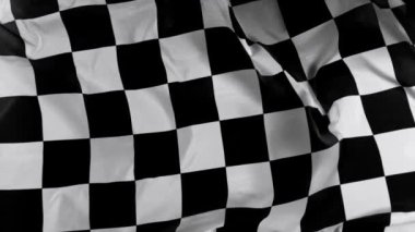 Damalı Yarış Bayrağı. Slow Motion Wavy yakın çekim kumaş dalgalanan yarış bayrağı arka planı. Formula 1 bayrak araba motor sporu .