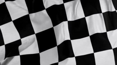 Damalı Yarış Bayrağı. Slow Motion Wavy yakın çekim kumaş dalgalanan yarış bayrağı arka planı. Formula 1 bayrak araba motor sporu .