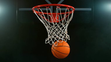 Basketbol topunun potaya vuruşunun hareketsiz hareketi