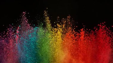 Süper Yavaş Çekim Renk Tozu Patlaması Siyah Arkaplan 'da izole edildi. Yüksek Hız Sineması Kamerası 'nda 1.000 fps hızla çekilmiştir.