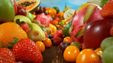 Yığının Üzerinde Farklı Taze Meyve Türleri, Yakın plan